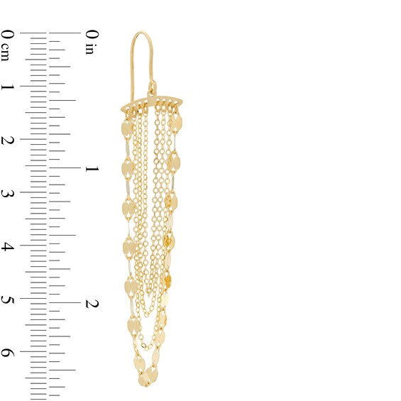 Made in Italy Layered Mirror and Cable Chain Drop Earrings in 10K Gold