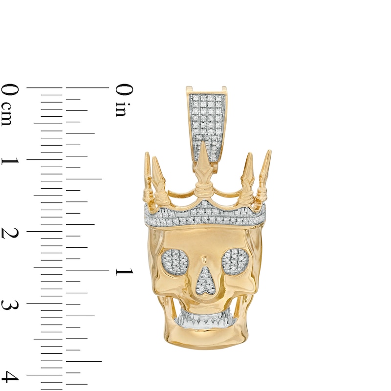 Main Image 2 of 1/8 CT. T.W. Diamond Skull King Necklace in 10K Two-Tone Gold
