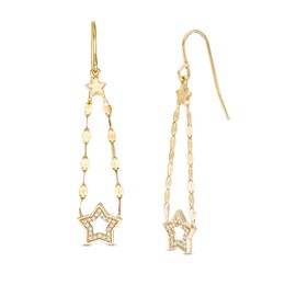 1/10 CT. T.W. Diamond Forzatina Chain Star Drop Earrings in 10K Gold