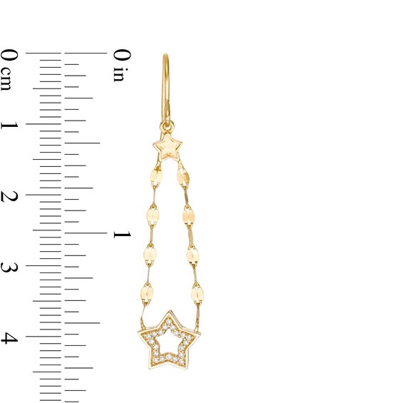 1/10 CT. T.W. Diamond Forzatina Chain Star Drop Earrings in 10K Gold