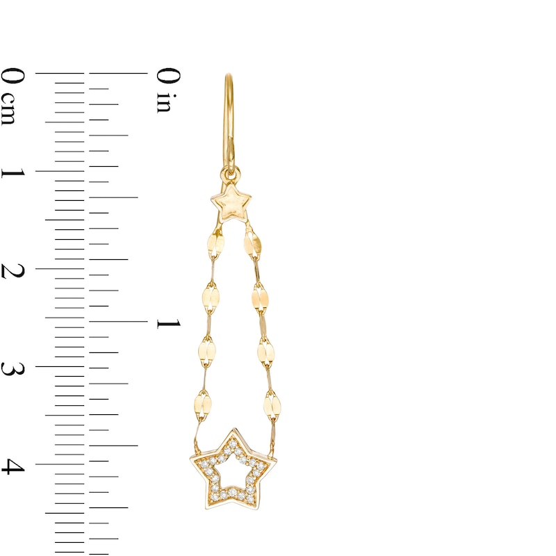 1/10 CT. T.W. Diamond Forzatina Chain Star Drop Earrings in 10K Gold