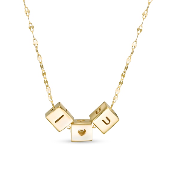 Made in Italy 'I HEART U' Blocks Pendant in 10K Gold