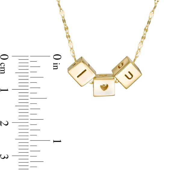 Made in Italy 'I HEART U' Blocks Pendant in 10K Gold