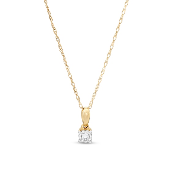 Diamond Accent Solitaire Pendant in 10K Gold