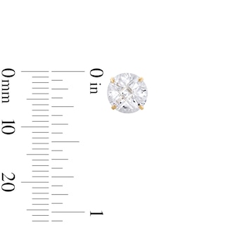 7mm Cubic Zirconia checkerboard Groove Solitaire Stud Earrings in 14K Gold