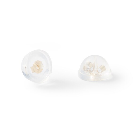 8mm Cubic Zirconia Pie Groove Solitaire Stud Earrings in 14K Gold