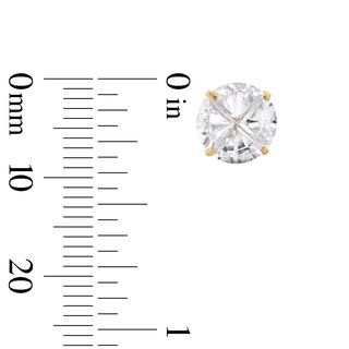 8mm Cubic Zirconia Pie Groove Solitaire Stud Earrings in 14K Gold