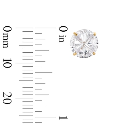 8mm Cubic Zirconia Pie Groove Solitaire Stud Earrings in 14K Gold