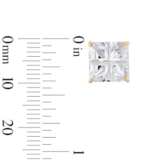 9mm Princess-Cut Square Groove Cubic Zirconia Solitaire Stud Earrings in 14K Gold