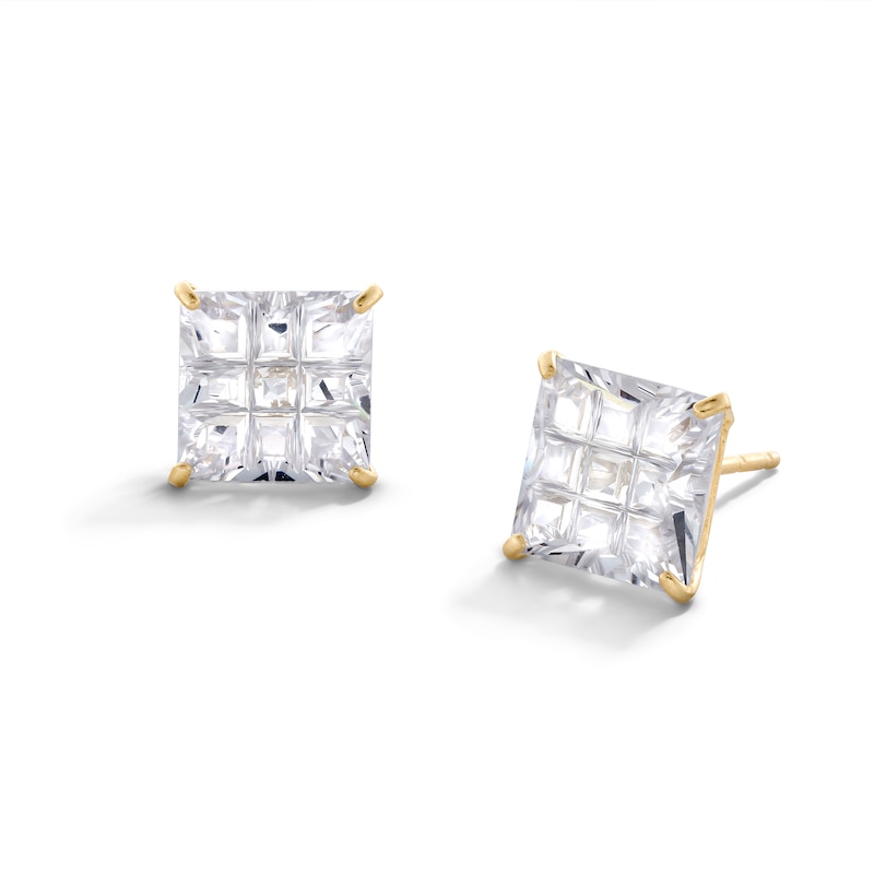 8mm Cubic Zirconia Solitaire Stud Earrings in 14K Gold