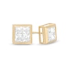 Thumbnail Image 1 of 10K Solid Gold CZ Princess-Cut Square Groove Studs