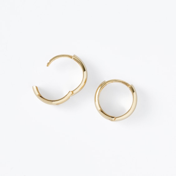 12mm Huggie Hoop Earrings in 10K Gold