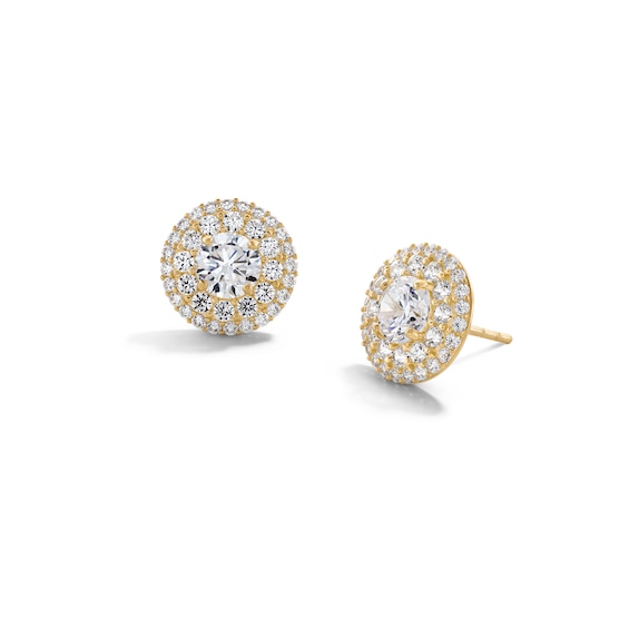 5.25mm Cubic Zirconia Double Frame Stud Earrings in 10K Gold