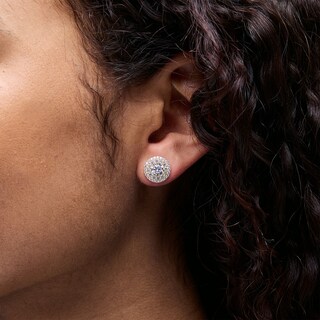 5.25mm Cubic Zirconia Double Frame Stud Earrings in 10K Gold