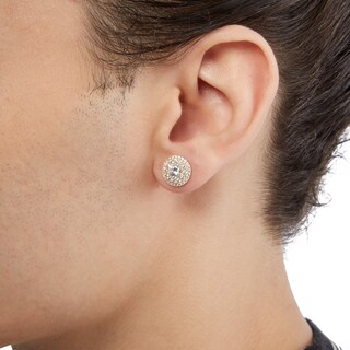 5.25mm Cubic Zirconia Double Frame Stud Earrings in 10K Gold