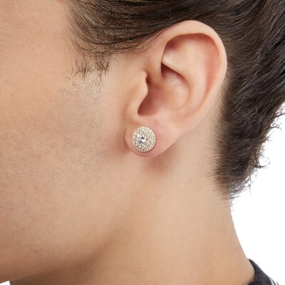 5.25mm Cubic Zirconia Double Frame Stud Earrings in 10K Gold