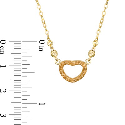 Made in Italy Glitter Enamel Heart Outline Necklace in 10K Gold