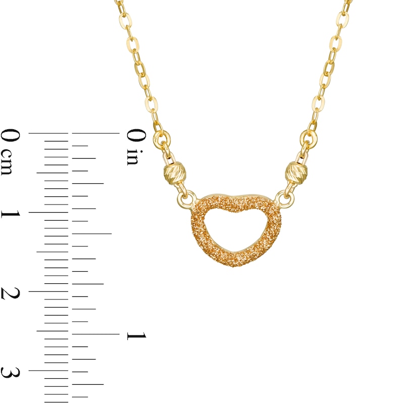 Made in Italy Glitter Enamel Heart Outline Necklace in 10K Gold