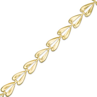 Hollow Split Hearts Stampato Bracelet in 10K Gold - 7.5"