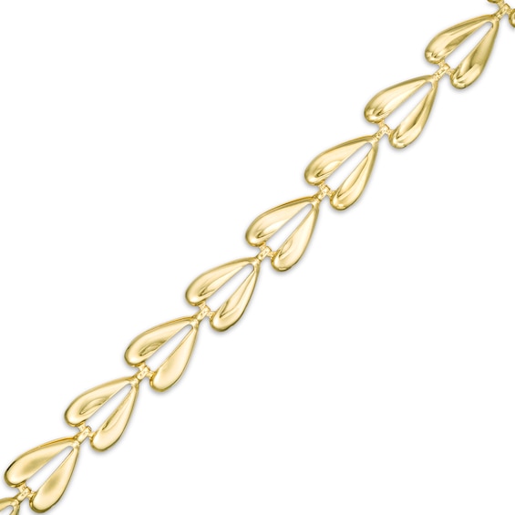 Hollow Split Hearts Stampato Bracelet in 10K Gold - 7.5"