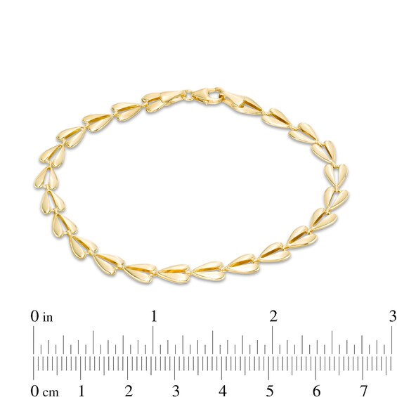 Hollow Split Hearts Stampato Bracelet in 10K Gold - 7.5"