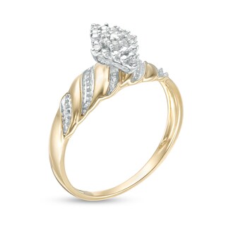1/20 CT. T.W. Marquise Composite Diamond Beaded Wave Ring in 10K Gold