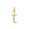 Child's Cubic Zirconia Lowercase "t" Charm Pendant in 10K Gold