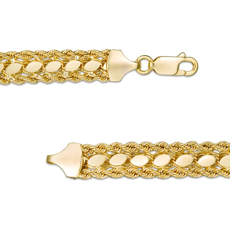 Multi-Row Hollow Rope Chain Bracelet in 10K Gold - 7.5"