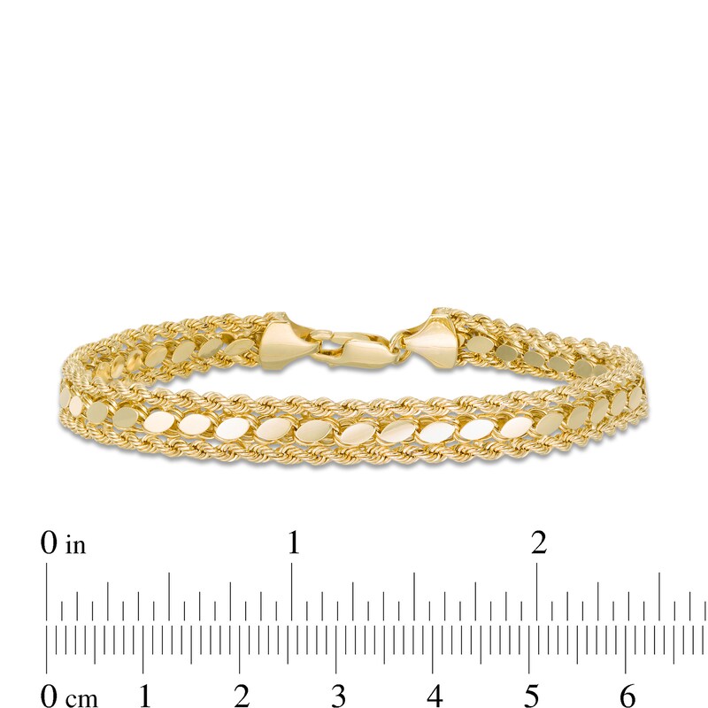 Main Image 3 of Multi-Row Hollow Rope Chain Bracelet in 10K Gold - 7.5"