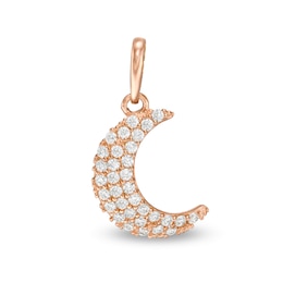 Cubic Zirconia Crescent Moon Necklace Charm in 10K Solid Rose Gold