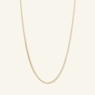 075 Gauge Box Chain Necklace in 10K Solid Gold Bonded Sterling Silver