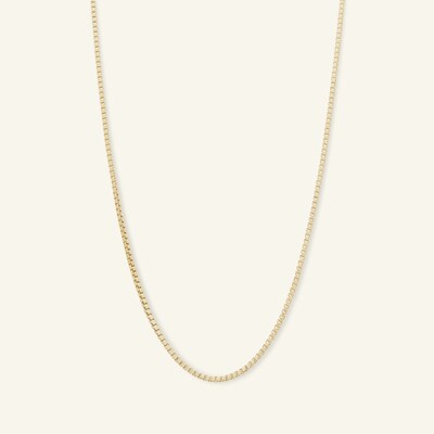 075 Gauge Box Chain Necklace in 10K Solid Gold Bonded Sterling Silver