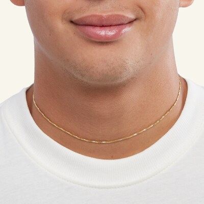 075 Gauge Box Chain Necklace in 10K Solid Gold Bonded Sterling Silver