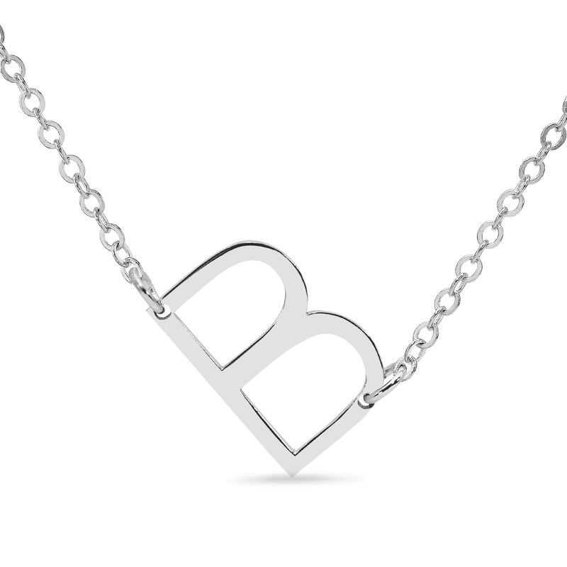 Tilted Uppercase Initial Necklace in Sterling Silver (1 Initial)