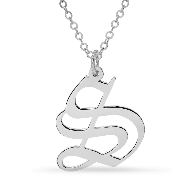 Uppercase Gothic Initial Pendant in Sterling Silver (1 Initial)