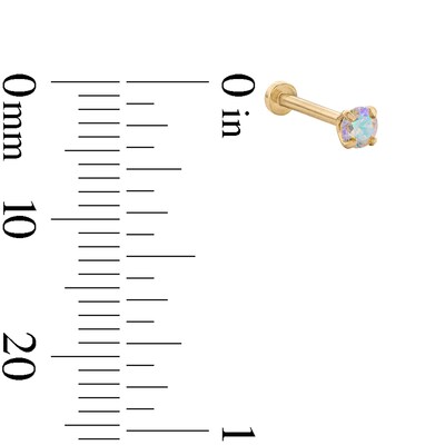 14K Tube Gold Iridescent CZ Stud - 18G 5/16"