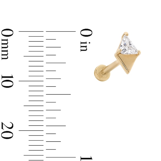 14K Tube Gold Trillion-Cut CZ Geometric Barbell - 18G 5/16"