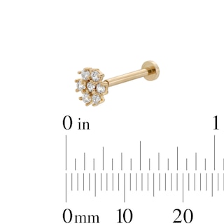 14K Gold Tube CZ Flower Stud - 18G 5/16"