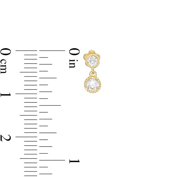 019 Gauge Cubic Zirconia Beaded Dangle Cartilage Barbell in 14K Gold