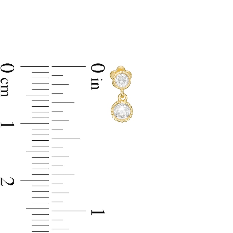 019 Gauge Cubic Zirconia Beaded Dangle Cartilage Barbell in 14K Gold