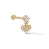 Thumbnail Image 0 of 14K Tube Gold CZ Composite Heart Dangle Stud - 18G 5/16"