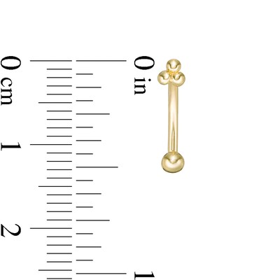 018 Gauge Bead Trio Curved Barbell in 10K Gold