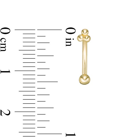 018 Gauge Bead Trio Curved Barbell in 10K Gold