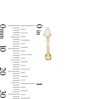 10K Solid Gold CZ Pear-Shaped Curved Barbell - 18G