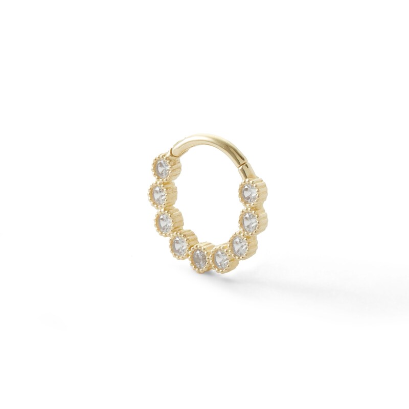 Main Image 1 of 10K Gold CZ Beaded Hoop - 18G 3/8"