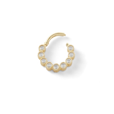 10K Gold CZ Beaded Hoop - 18G 3/8"