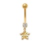 Thumbnail Image 1 of 014 Gauge 4mm Cubic Zirconia Flower Dangle Belly Button Ring in 10K Gold