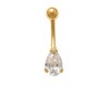 Thumbnail Image 0 of 014 Gauge Pear-Shaped Cubic Zirconia Flower Accent Belly Button Ring in 10K Gold