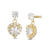 Thumbnail Image 1 of Child's Heart-Shaped Cubic Zirconia Frame Dangle Drop Earrings in 10K Gold