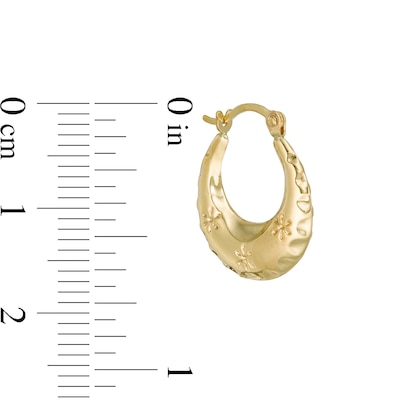 Child's Flower Stamp Hoop Earrings in 10K Stamp Hollow Gold